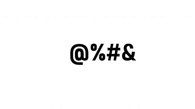 Swear and curse words censor symbols, angry grawlix typography icon isolated on white background