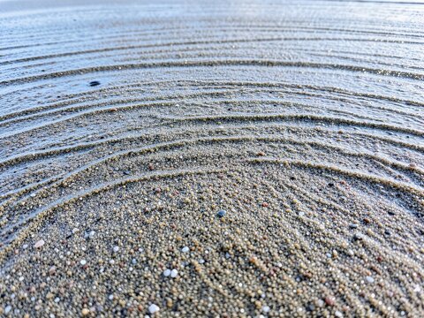 Wet Ocean Beach Sand Ripples Detailed Natural Texture Background