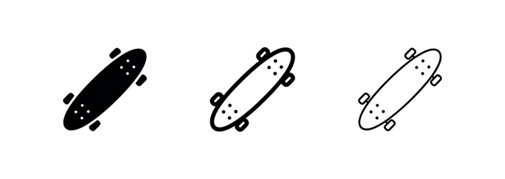 Skateboard longboard top view icon