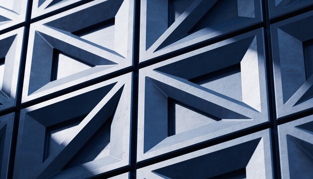 abstract parametric wall, geometric pattern, modern architecture, 3d background, blue facade, futuristic design, concrete structure, exterior panel, interior texture, architectural render, panel desig