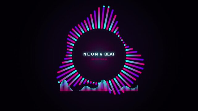 Neon waveform pulses and reacts to audio creating a vibrant visualizer on black audio reactive
