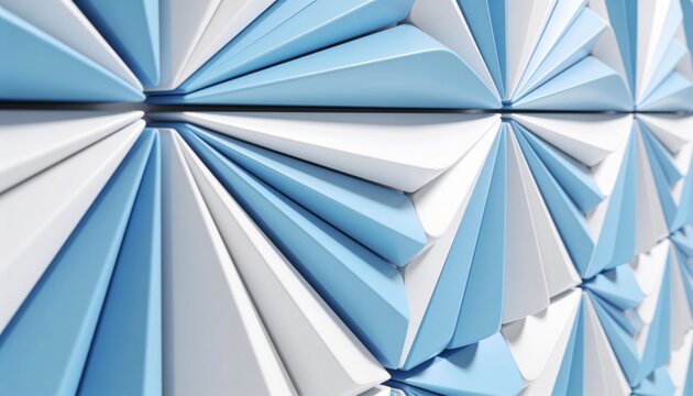3d parametric wall panel, geometric texture, blue and white design, architectural pattern, decorative backdrop, futuristic surface, origami shape, polygonal wallpaper