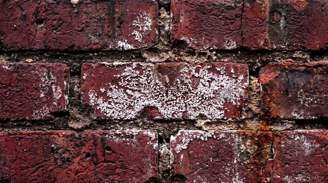 Weathered Red Brick Wall Texture with Efflorescence