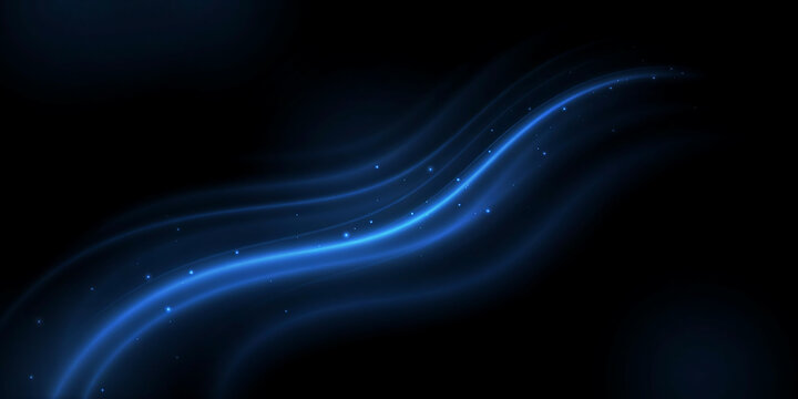 Blue wavy lines form an abstract digital rendering with glowing particles