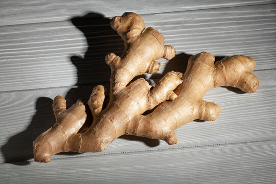ginger on grey wood background