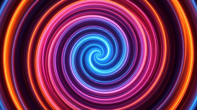 Abstract Neon Glowing Spiral Vortex Background