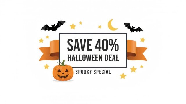 Animated halloween sale orange pumpkin falling down against a clean white background