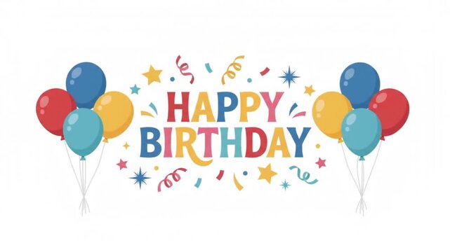 Blue cartoon bubbles rising upward in a flat 2d animation sequence with happy birthday text
