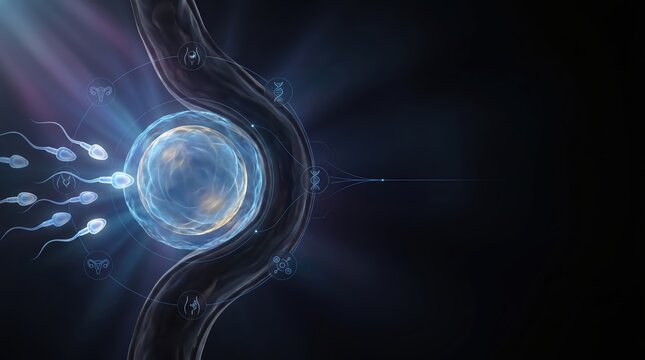 Sperm Fertilizing Egg Cell Microscopic View