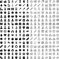 Obraz premium Black and White Icon Set with Web, Business, Computer, Travel, Home, Music, Food, Car, Hotel, Document and Internet Vector Symbols