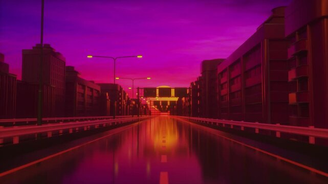 Retro Highway Green Screen Background VFX Chroma Key Driving Road Scene for Cinematic Video Editing