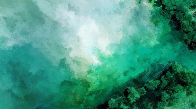 A clear, empty, light-colored space in the top-left quadrant for text overlay. Powerful metaphor, artistic aerial view, varying shades of green. 