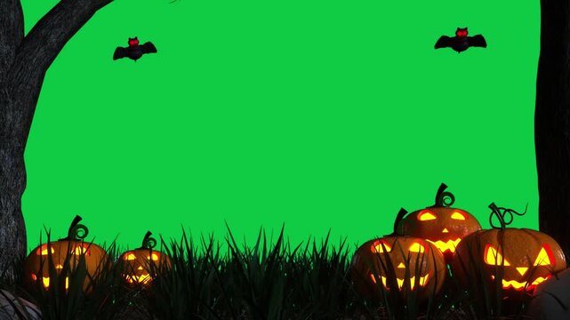 Halloween Pumpkin Frame Border Green Screen VFX Chroma Key Spooky Overlay Effect for Festive Video Editing