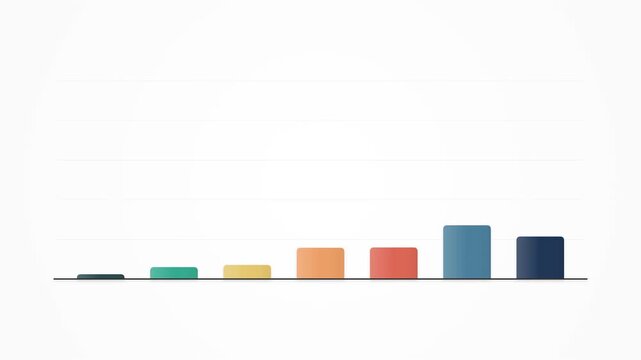Animated colorful bar chart showing business data growth and financial statistics on white background.