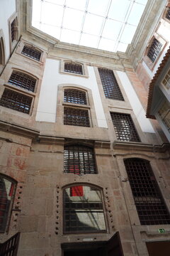 facade of the inside of a building in porto, the photography museum