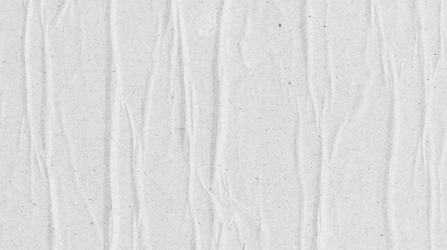 Blank white crumpled and creased paper poster texture background. Smooth white glued wrinkled paper texture background