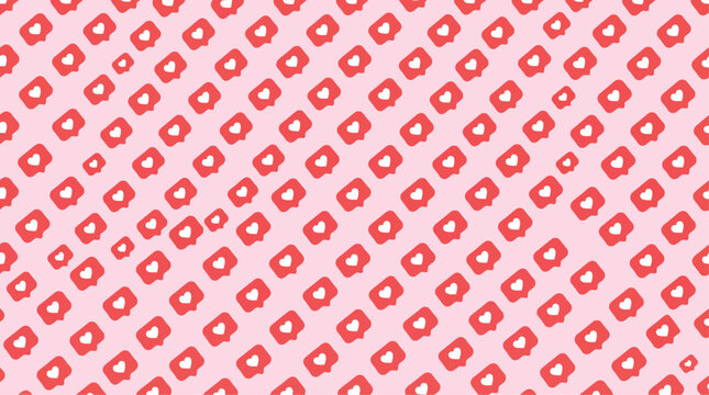 Seamless Pattern of Social Media Like Notification Icons on Pink Background