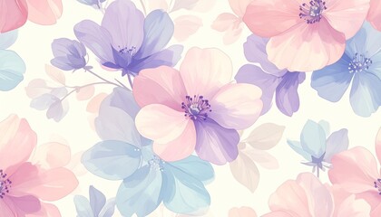 Obraz premium Watercolor Floral Pattern with Soft Colors.