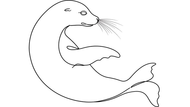 Seal white background cute animal.