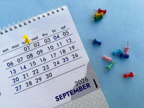 1st September 2026 calendar business event Resolution, strategy, solution, goal, business and holidays. Date month September 2026. Page of annual monthly calendar September 2026 planning concept