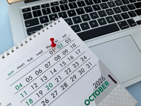 1st october date marked on calendar 2026