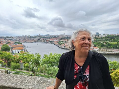 A senior woman enjoying porto