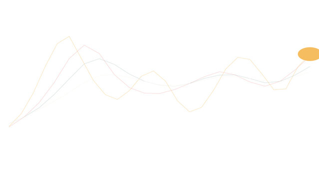 Dynamic data visualization chart with yellow wave lines for financial statistics and business intelligence analytics isolated on transparent background