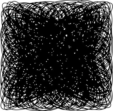 Dense black scribble texture background created with overlapping hand drawn lines messy doodle abstract texture ink sketch chaotic lines