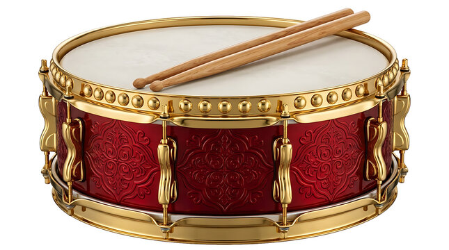 Red Drum Wooden Sticks Percussion Instrument Music Concept PNG
