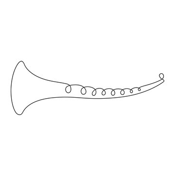 Simple trumpet on white background.