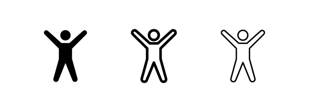 Person with arms raised icon representing success.