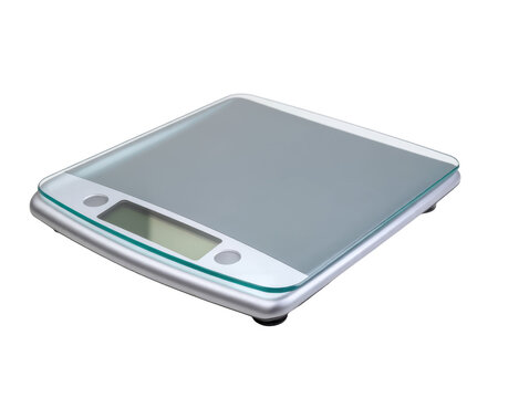 A sleek, contemporary kitchen scale featuring a durable glass platform and a clear digital readout for precise measurements