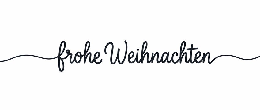 Frohe Weihnachten handgezeichnet Kalligrafie auf Deutsch.