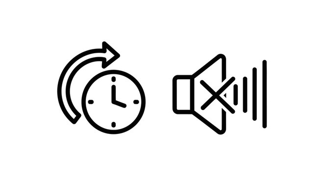 Technical interface symbols illustrating automatic page refresh and audio muted functionality with interface automation rotation technical settings indicator minimalist navigation