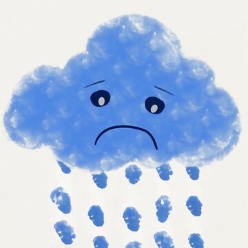 Cute Sad Rain Cloud Watercolor Animation