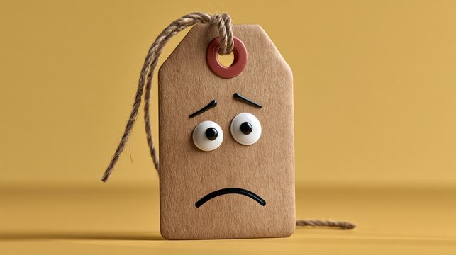 Blank gift tag looking confused on table