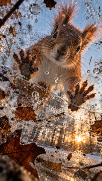 Squirrel's Paw View: Frozen Morning on Glass