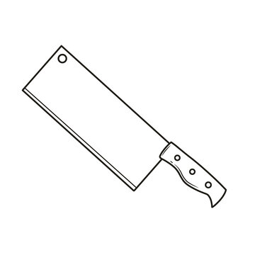 meat cleaver butcher knife outline icon for restaurant chef logo