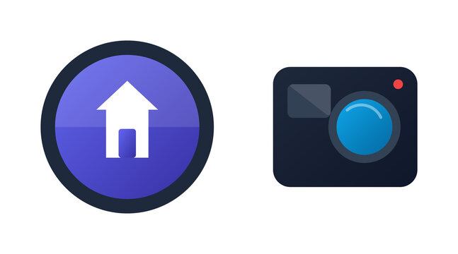 Smart home application icon blue circle house symbol for residential automation.