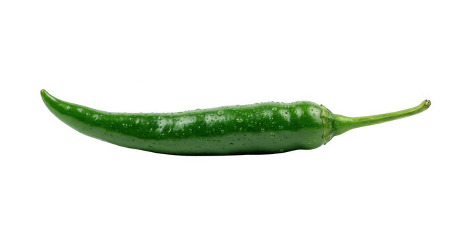 Fresh green chili pepper isolated on transparent background