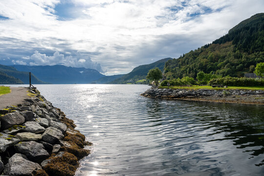 Recreation area at  Naustdal along the Norwegian fjord
