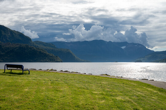 Recreation area at  Naustdal along the Norwegian fjord