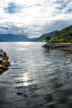 Recreation area at  Naustdal along the Norwegian fjord