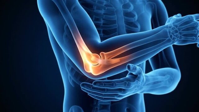 3d medical illustration of human elbow joint pain animation