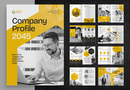 Creative Company Profile Brochure Layout with Yellow Accents