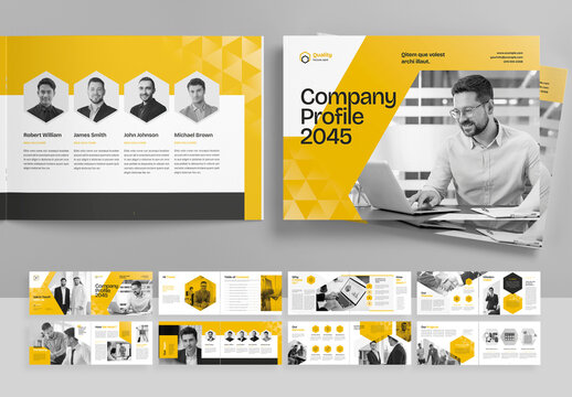 Landscape Company Profile Brochure Layout with Yellow Accents