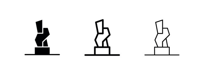 Modern abstract sculpture icon set for art and awards