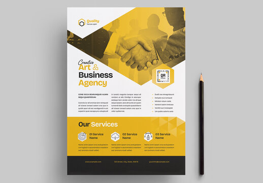 Corporate Flyer Layout with Yellow Accents