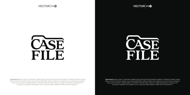 Case file folder typography icon for business or investigation