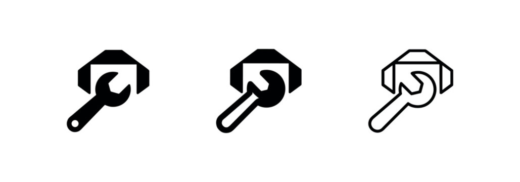 Wrench and Product Box Icon Set for Assembly Maintenance and Repair Services